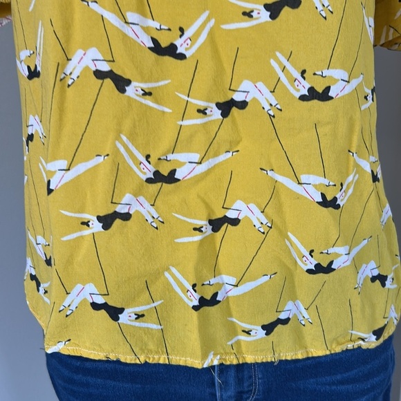 Anthropologie Emily Isabella Robina Blouse TRAPEZISTS Yellow Circus Top Sz XS - Picture 7 of 16